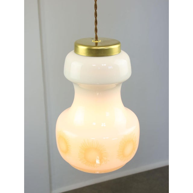 Mid-Century Modern Italian Opaline and Brass Pendant Lamp For Sale - Image 13 of 18