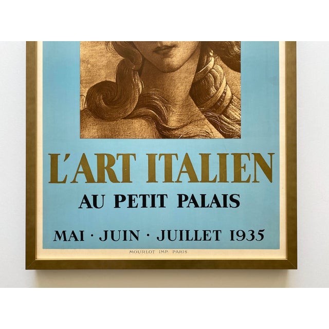 Art Deco " l'Art Italien " Vintage 1935 Mourlot Fine Art Lithograph Print Art Deco Framed Paris Exhibition Poster Botticelli " Birth of Venus " 1482 For Sale - Image 3 of 12