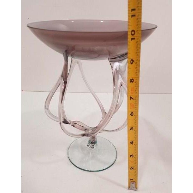 Lavender 1980s Jozefina Octopus/Jellyfish Glass Pedestal Bowl/Compote in Shades of Lilac For Sale - Image 8 of 9