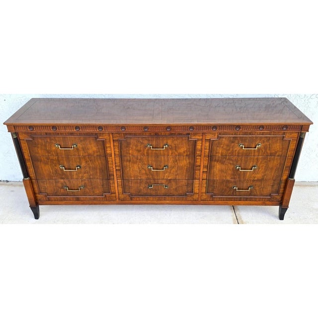 Neoclassical Vintage Baker French Empire Directoire Walnut Lowboy Dresser 1960s For Sale - Image 3 of 18