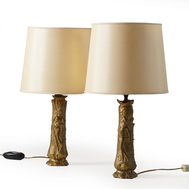 Art Nouveau Bronze Table Lamps by Paul Louchet, France, 1900s, Set of 2 For Sale - Image 11 of 11