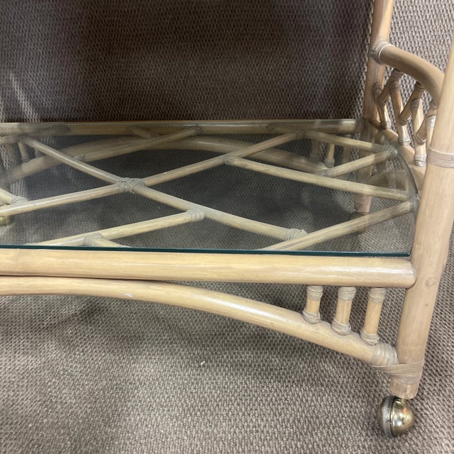 1970s Vintage Rattan & Bamboo Bar Cart For Sale In Chicago - Image 6 of 9