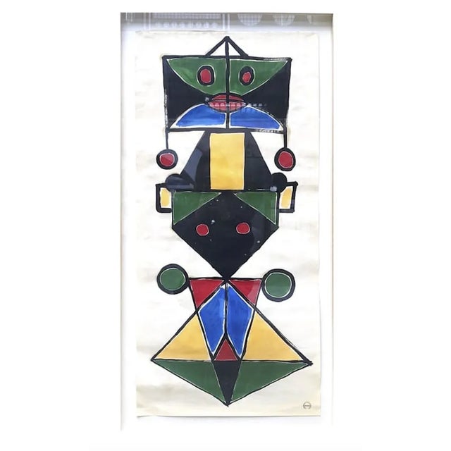 Albert Chubac, Totem, 1960s-1970s, Gouache on Paper, Framed For Sale - Image 4 of 4