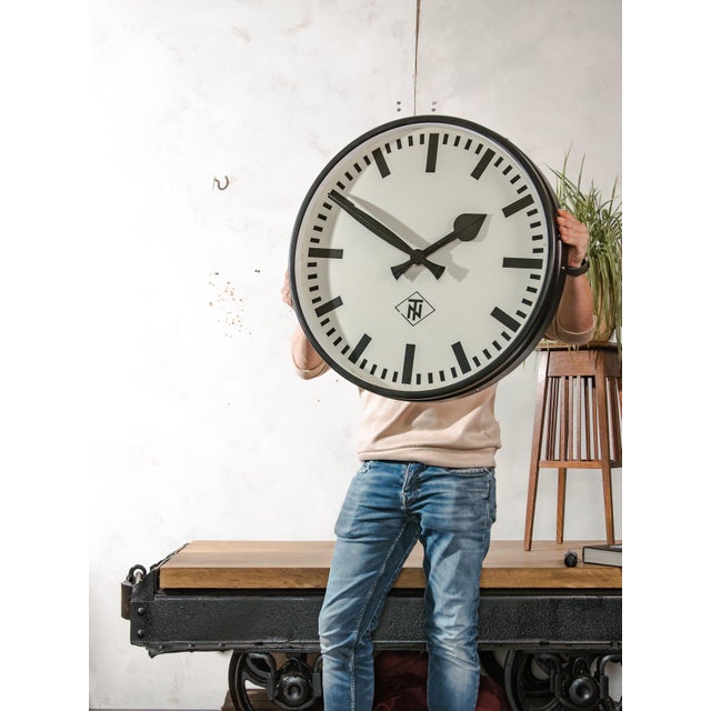 Large Station Wall Clock from Telenorma, Germany, 1950s For Sale - Image 4 of 15