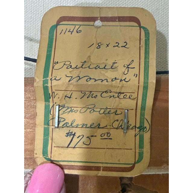 Gilded Age Portrait of Mrs. Potter Palmer, Signed William H. McEntee Oil Painting in Antique Gilt Frame For Sale - Image 9 of 12