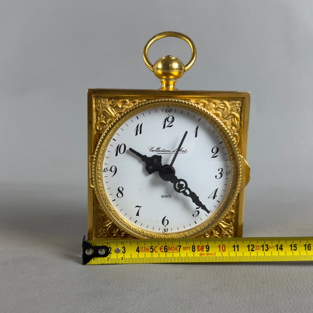 Table Clock Collection Dart Gold-Plated Brass Glass Quartz, Italy For Sale - Image 9 of 11