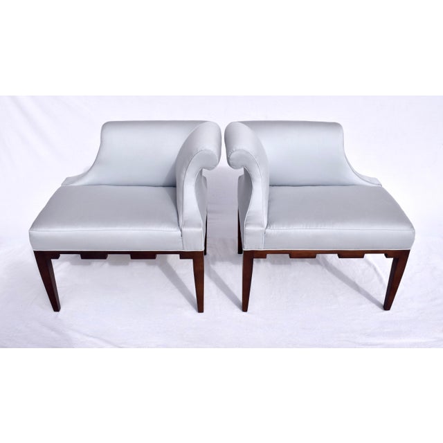 1990s Baker Left & Right Castle Corner Chairs For Sale - Image 5 of 11