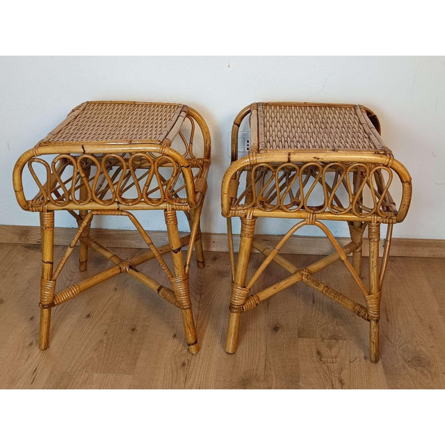 Bamboo Bedside Tables, 1960s, Set of 2 For Sale - Image 12 of 14