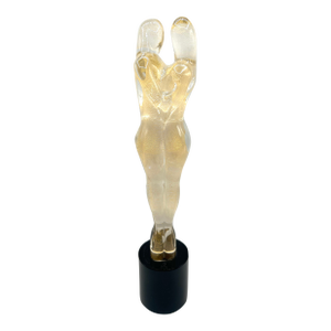 Vintage Giuliano Tosi Murano Glass 'The Lovers' Sculpture With Gold Leaf , Signed