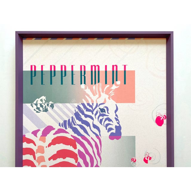 This Postmodern rare vintage 1988 lithograph print " Peppermint Twist " custom framed Pop Art poster is a very special and...