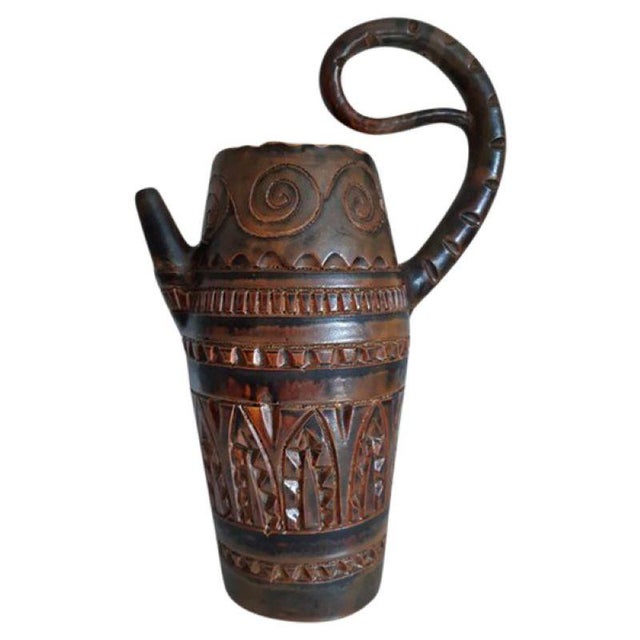 Ceramic Zoomorphic Pitcher with Scarified Decoration by Huguette Bessone For Sale - Image 12 of 12