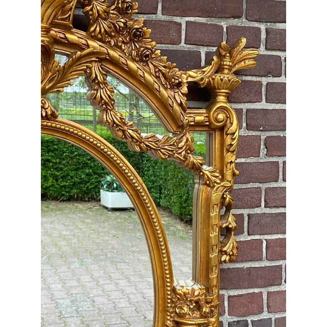 Late 20th Century Italian BaroqueStyle Wall Mirror of Solid Beech Wood