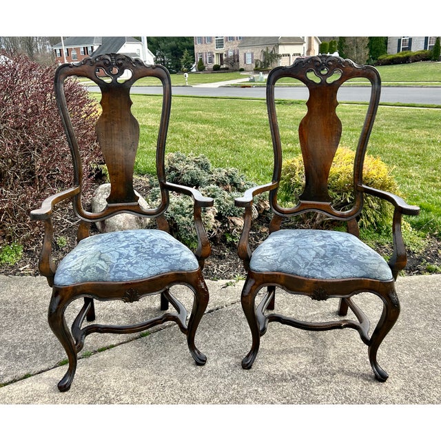 Wood Vtg. Set of Eight Carved Italian Provincail Dining Chairs in a Walnut Finish For Sale - Image 7 of 15