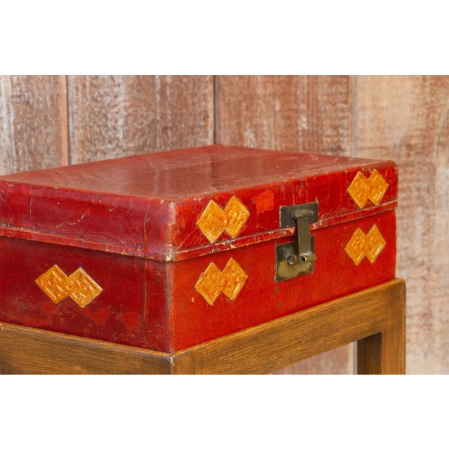 Chinese Antique Lacquer Document Box on Wooden Stand For Sale - Image 9 of 11