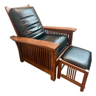 Stickley Mission Morris Chair and Matching Ottoman For Sale