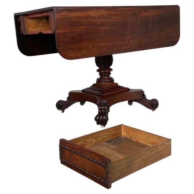 Regency Mahogany Pembroke Table with Carved Pedestal Base, 1800 For Sale - Image 13 of 15