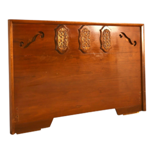 Young Manufacturing Attributed Vintage Mid Century Modern Brutalist Spanish Revival Queen Headboard C. 1960s