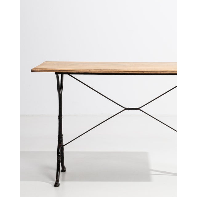 Mid 20th Century Cast Iron Bistro Table With Oak Top For Sale - Image 10 of 12