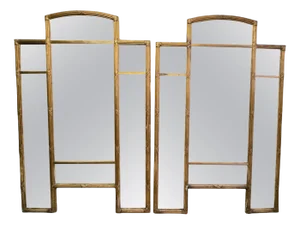 Monumental French Mirrors in Golden Wood, 1890