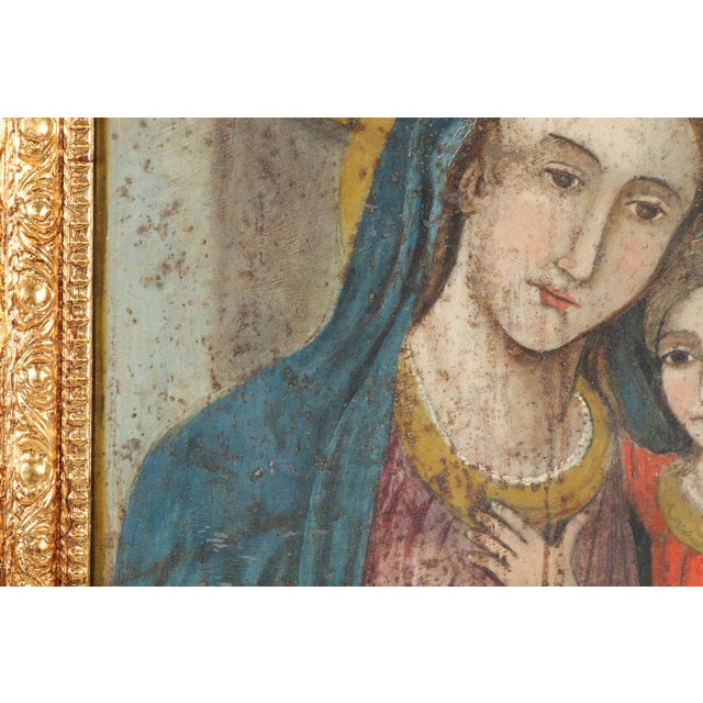 19th Century Madonna and Child, Oil on Tin, Late 19th Century For Sale - Image 5 of 11