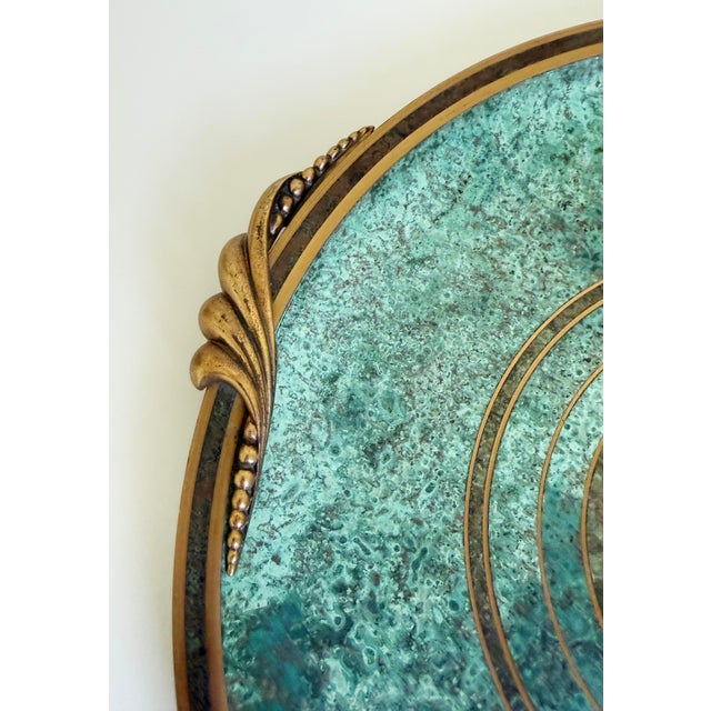 1930s Carl Sorensen Bronze Verdigris Art Deco Serving Bar Tray For Sale In Sacramento - Image 6 of 13