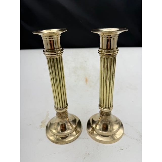 1970s Pair of Brass Candlesticks For Sale - Image 5 of 5