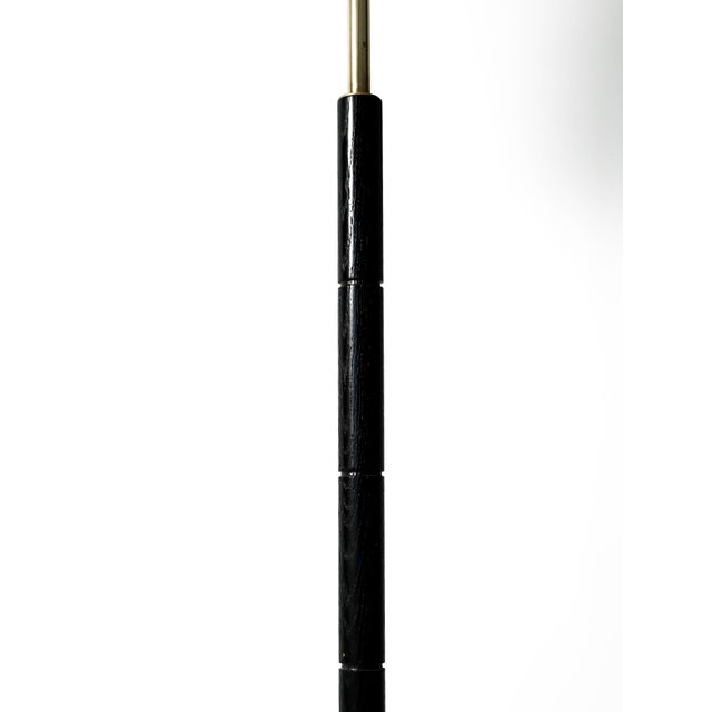 Scandinavian Floor Lamp in Black Wood and Brass, 1950s For Sale - Image 4 of 12