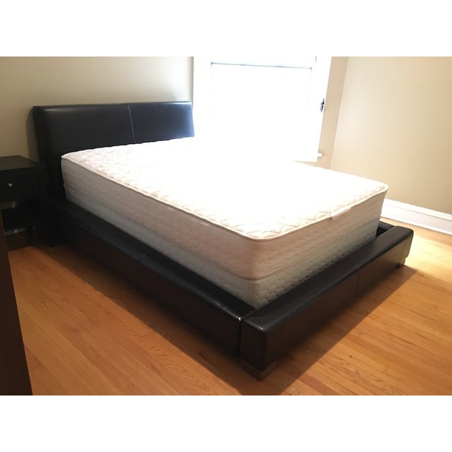 Black Leather StepUp Queen Bed Chairish