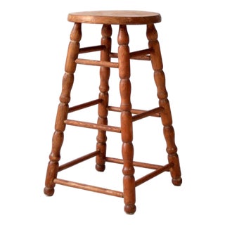 Antique Primitive Wooden Stool For Sale