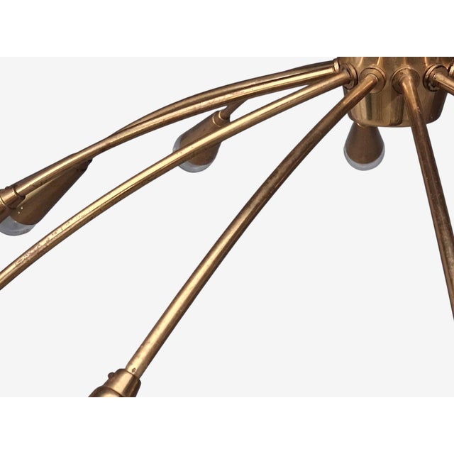 1960s Style After j.t. Kalmar Mid Century Modern Spider Flushmount Chandelier, Brass For Sale - Image 12 of 12