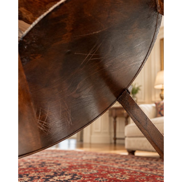 Wood Old World Elegance | Antique French-Style Marquetry Guéridon Table With Brass Mounts and Decorative Basket For Sale - Image 7 of 10