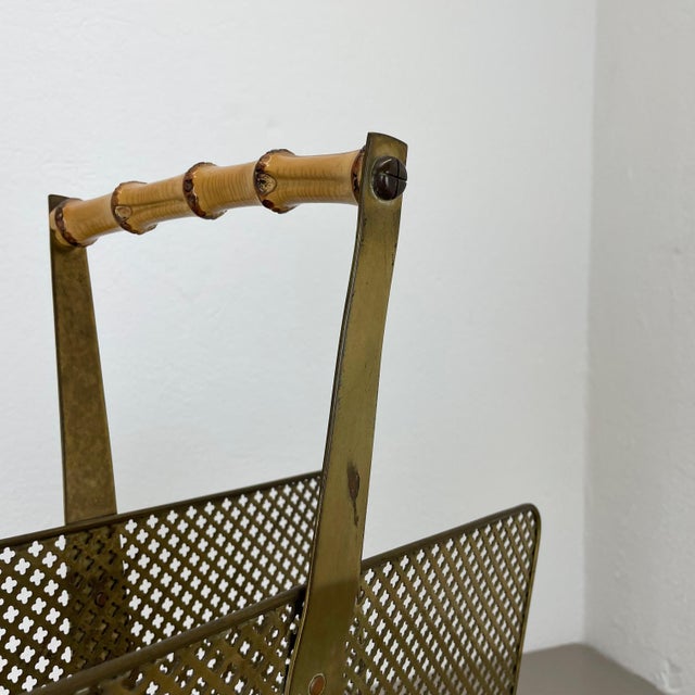 Brass and Bamboo Magazine Holder in the style of Carl Auböck, Austria, 1950s For Sale - Image 11 of 18