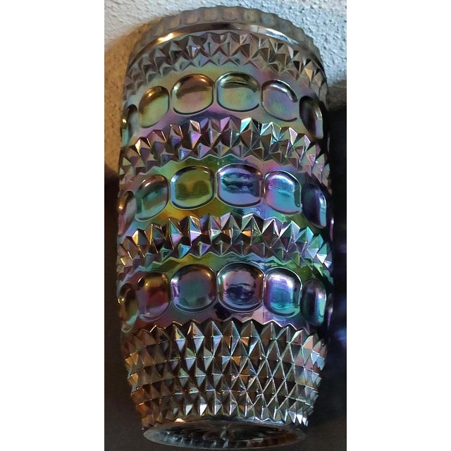 1970s Vintage Pressed Glass Carnival Glass Vase, 1960s For Sale - Image 5 of 9