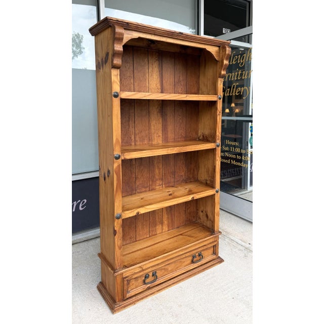 Mid 20th Century Solid Pine Bookshelf With Lower Drawer For Sale - Image 4 of 10