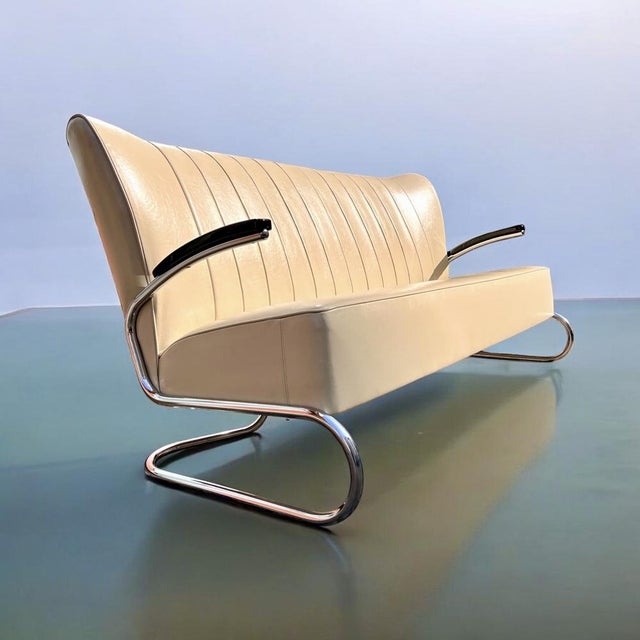 Bauhaus CS Series Sofa and Lounge Chairs in Tubular Steel from Mauser Werke Waldeck, Germany, 1958, Set of 3 For Sale - Image 17 of 18