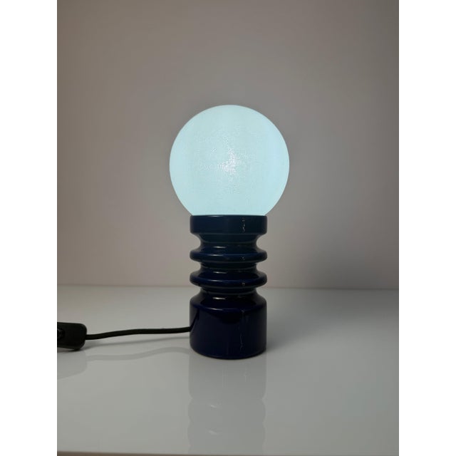Blue Ceramic and Glass Table Lamp by Cari Zalloni for Dümler & Breiden, 1970s For Sale - Image 4 of 11