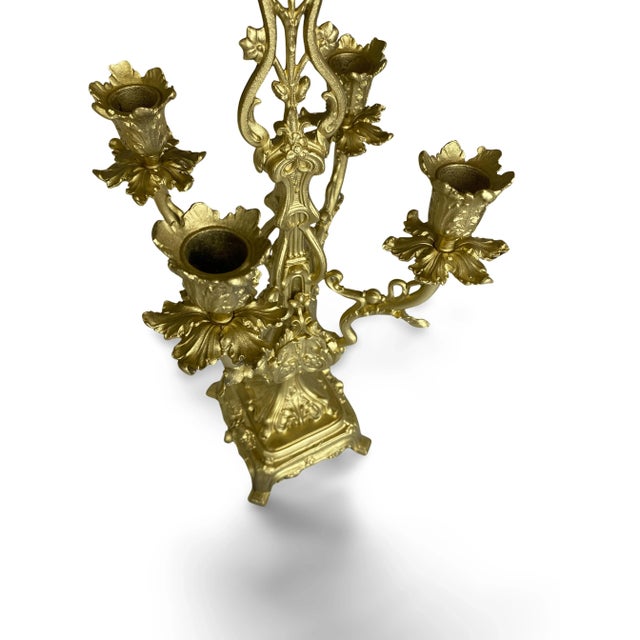 Rococo Gilt Bronze Candleholders, Set of 2 For Sale - Image 6 of 18