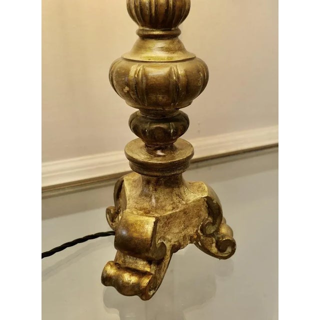 Carved Wooden Gilt Table Lamp, 1920s For Sale - Image 3 of 7