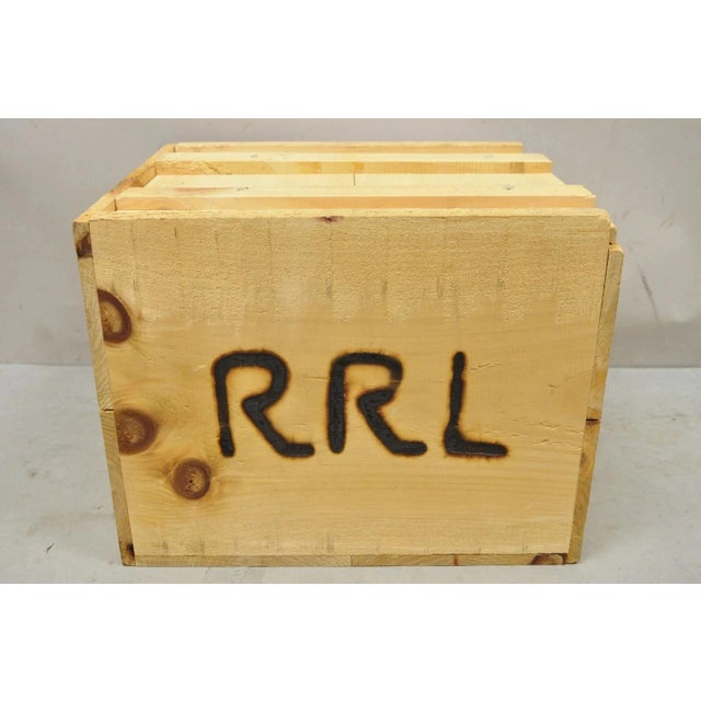 Traditional Late 20th Century RRL Wooden Sliding Lid Crate Ralph Lauren? Perishable Burn Mark Storage Box For Sale - Image 3 of 12