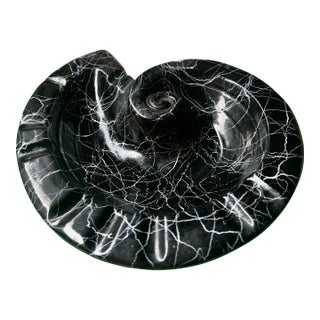 Spaghetti Ceramic Style Black Nautilus Ashtray For Sale