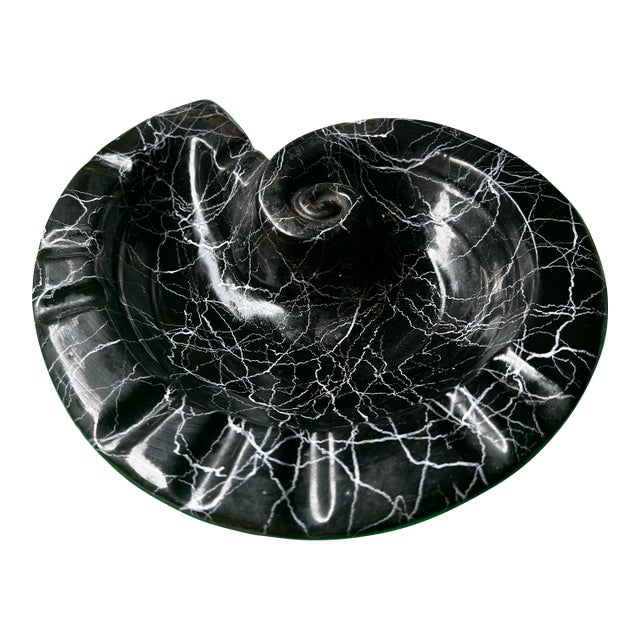 Spaghetti Ceramic Style Black Nautilus Ashtray For Sale