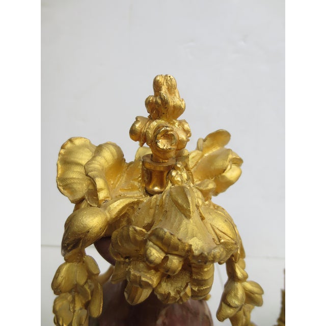 Metal Pair of Gilt Bronze and Marble Garniture For Sale - Image 7 of 9