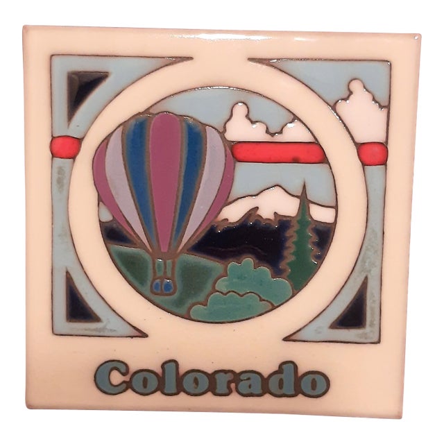 Colorado Hot Air Balloon Glazed Tile Trivet Coaster For Sale