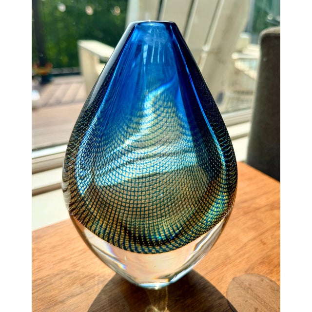 Stunning Vintage Glass Vase by Sven Palmqvist, 1950's crafted by the Kraka technique at Orrefors in the 1950s. A unique...