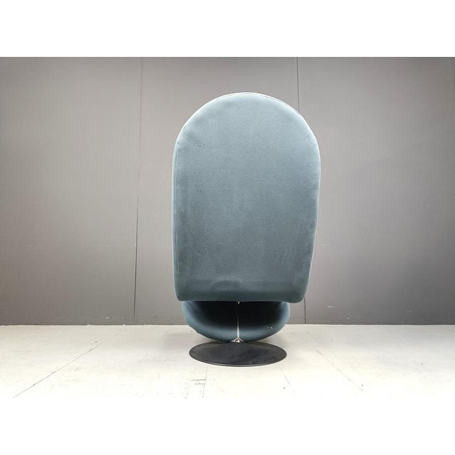 Rare 'System 123' chairs by Verner Panton for Fritz Hansen in blue velvet. Beautiful curvy and cantilevered design....