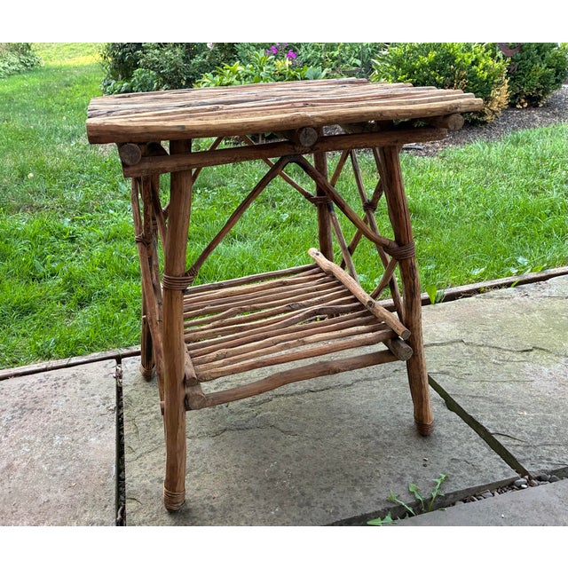 Mid 20th Century Vintage Rustic Adirondack Twig Accent Table For Sale - Image 5 of 8