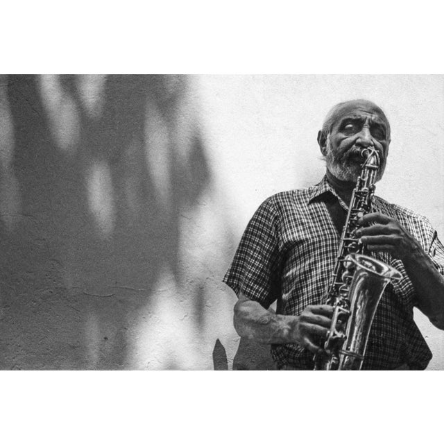 2000 - 2009 The Sax Man Framed Black and White Photograph For Sale - Image 5 of 5