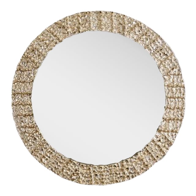 Vivian Champagne Round Mirror | Chairish