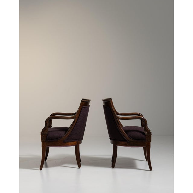 Wood Early 20th Century Empire Red Wood Pair of Club Chairs For Sale - Image 7 of 12