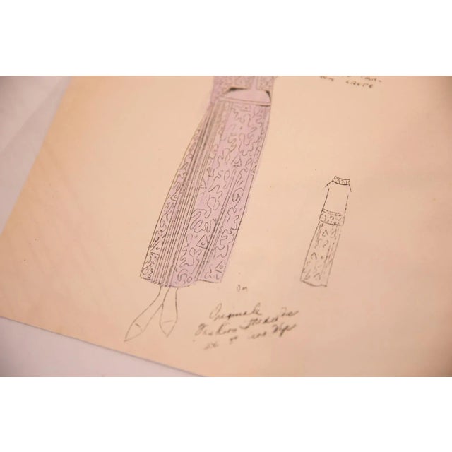 Art Deco Antique Hand-Colored 1920s Fashion Art For Sale - Image 3 of 4